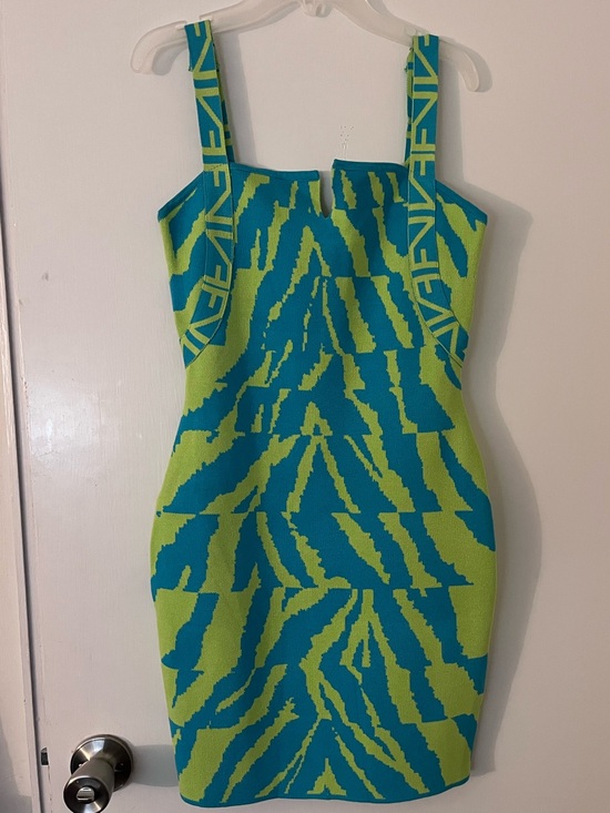 Fashion Nova Dresses & Skirts - Fashion Nova Lime Green & Teal Patterned Bodycon Mini Dress
